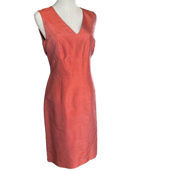 Talbots Sleeveless Peach Colored 100% Silk Shantung Dress in Size 8 NWT - Picture 1 of 7